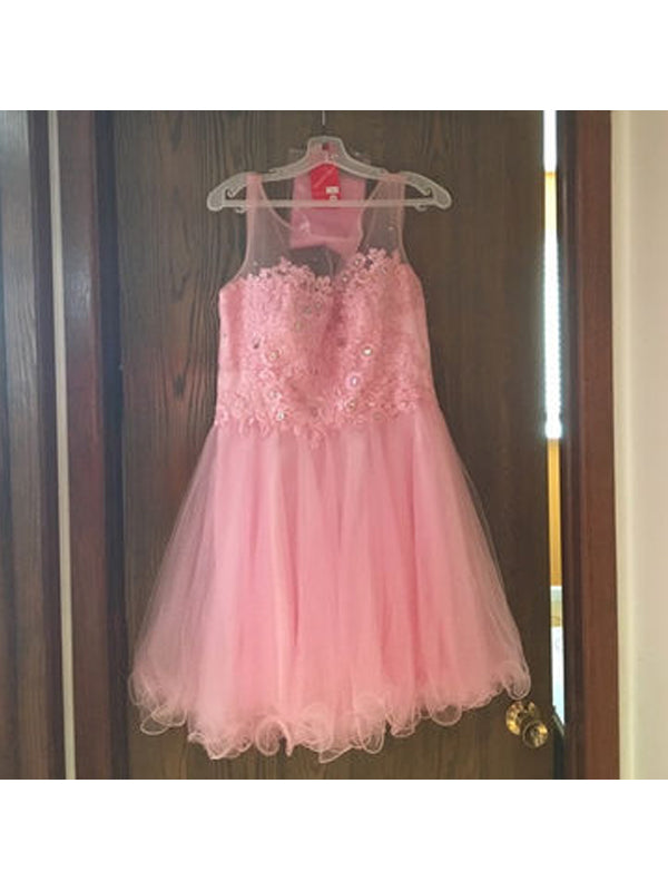 2024 Ball Gown Fernanda Homecoming Dresses Scoop Neck Sleeveless Applique Organza Cut Short/Mini