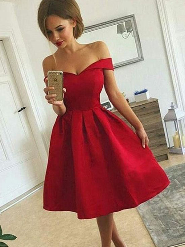 2024 Ball Gown Sweetheart Off-The-Shoulder Homecoming Dresses Lauryn Pleated Knee-Length