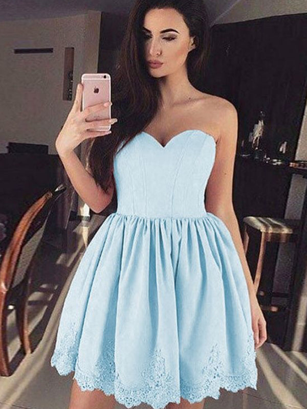 2024 Ball Gown Sweetheart Sleeveless Applique Alison Homecoming Dresses Pleated Cut Short/Mini