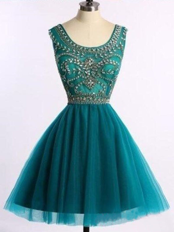 2024 Homecoming Dresses Shaniya Ball Gown Scoop Neck Sleeveless Beading Tulle Cut Short/Mini