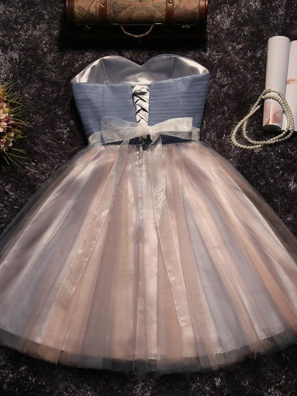 2024 Ball Gown Sweetheart Sleeveless Beading Pleated Up Tulle Cut Homecoming Dresses Perla Lace Short/Mini