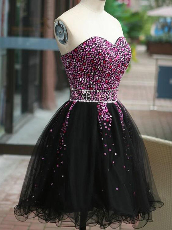 2024 Ball Gown Sweetheart Sleeveless Beading Organza Homecoming Dresses Jayda Cut Short/Mini