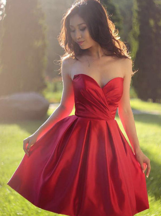 Oriental Style Red Sweetheart Sleeveless Pleated A-Line Short Arianna Homecoming Dresses Mini