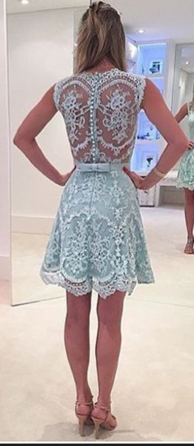 Sleeveless A Line Samara Homecoming Dresses Lace Jewel Flowers Pearls Sheer Back Pleated Bow Knot