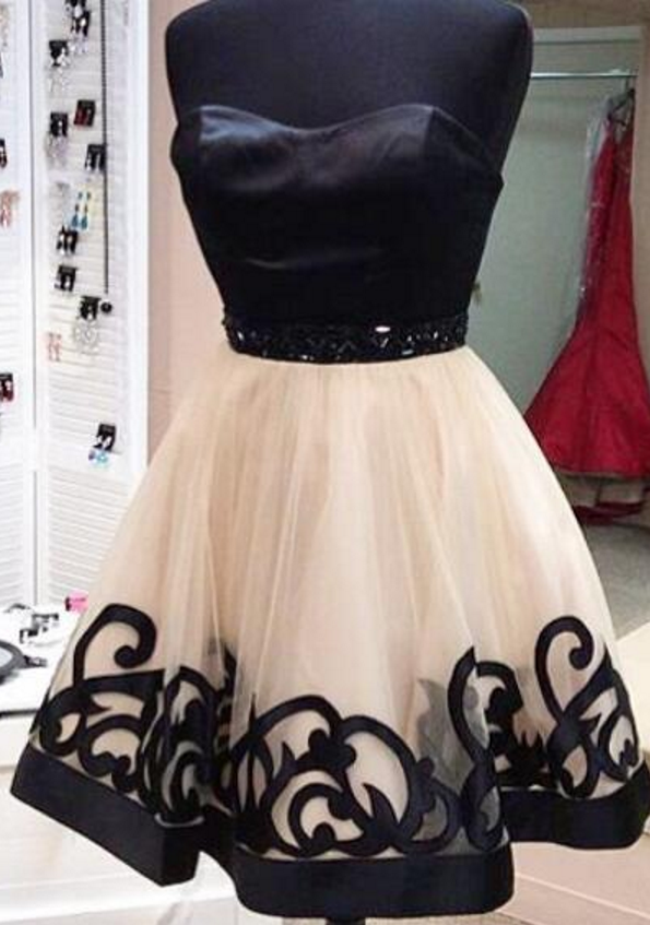 Black Strapless Sweetheart A Line Julia Homecoming Dresses Backless Organza Pleated