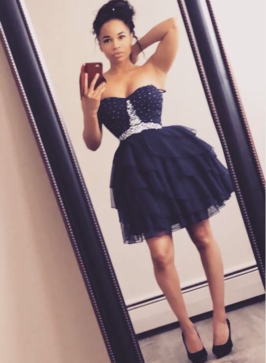 Strapless Sweetheart Ball Rachael Homecoming Dresses Gown Tiered Tulle Dark Navy Short