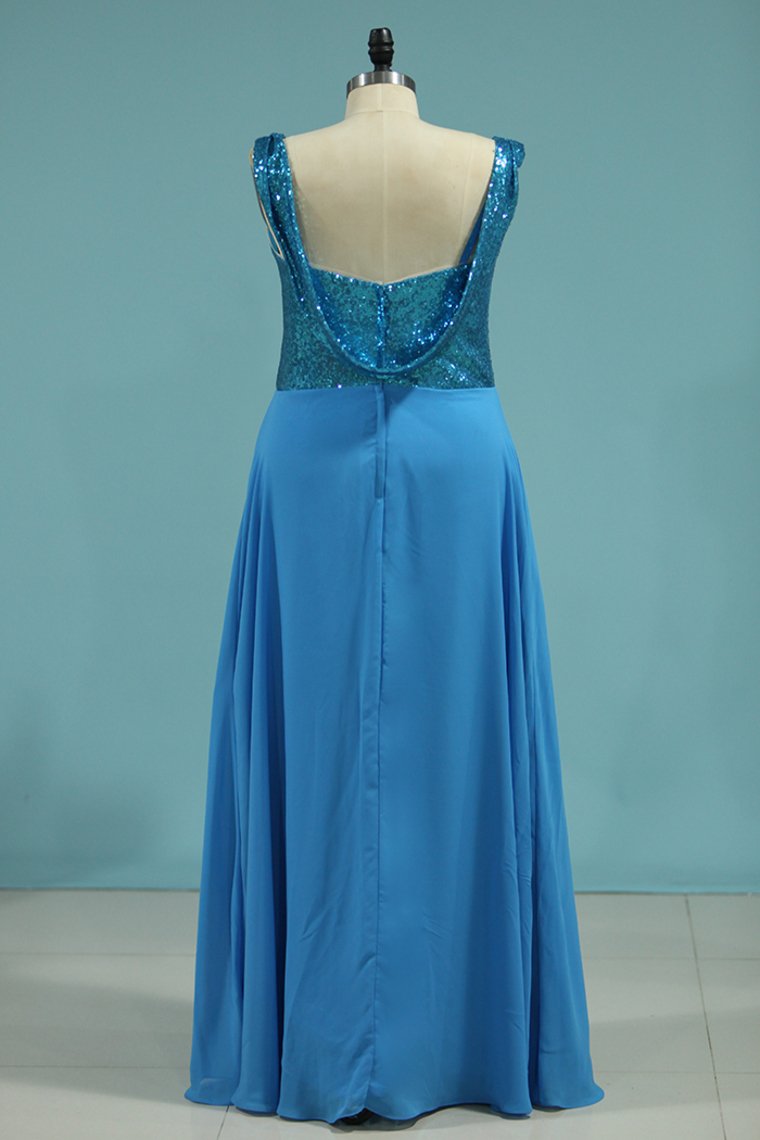 Bridesmaid Dresses Straps Sequined Bodice A Line Chiffon Floor Length