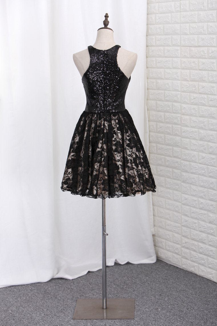 Homecoming Dresses A Line Scoop Sequin&Lace Short/Mini