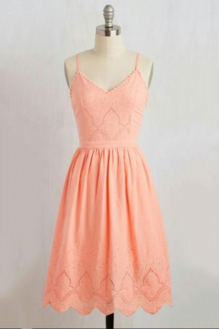 Spaghetti Straps Homecoming Dresses A Line Chiffon & Lace