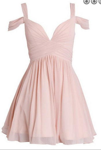 Pink Jemima Homecoming Dresses A-Line Straps Above-Knee Open Back With Pleats