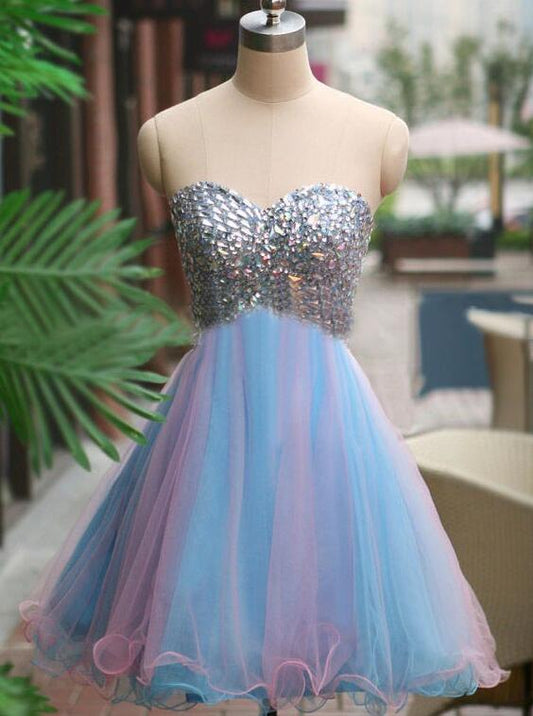 Jillian Homecoming Dresses A-Line Sweetheart Multi Color Tulle Short 2024 With Beading