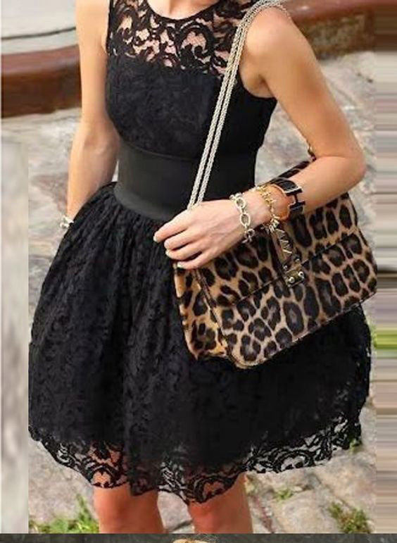 A-Line Jewel Short Barbara Homecoming Dresses Lace Black 2024