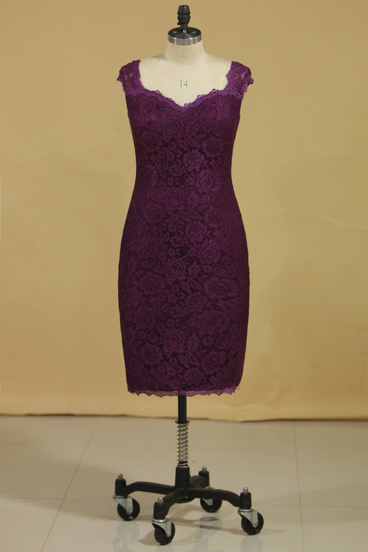 Plus Size Off The Shoulder Lace Evening Dresses Sheath/Column With Applique Grape