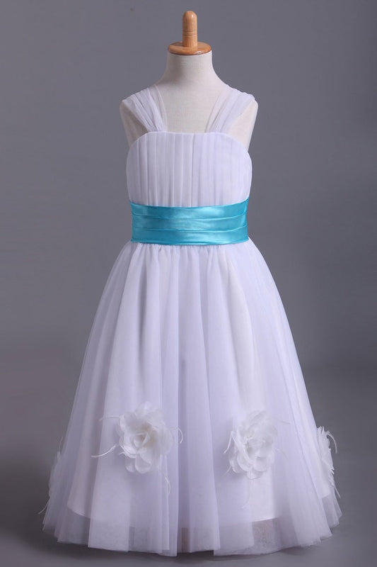 Hot Selling Flower Girl Dresses A Line Off The Shoulder Knee Length Tulle