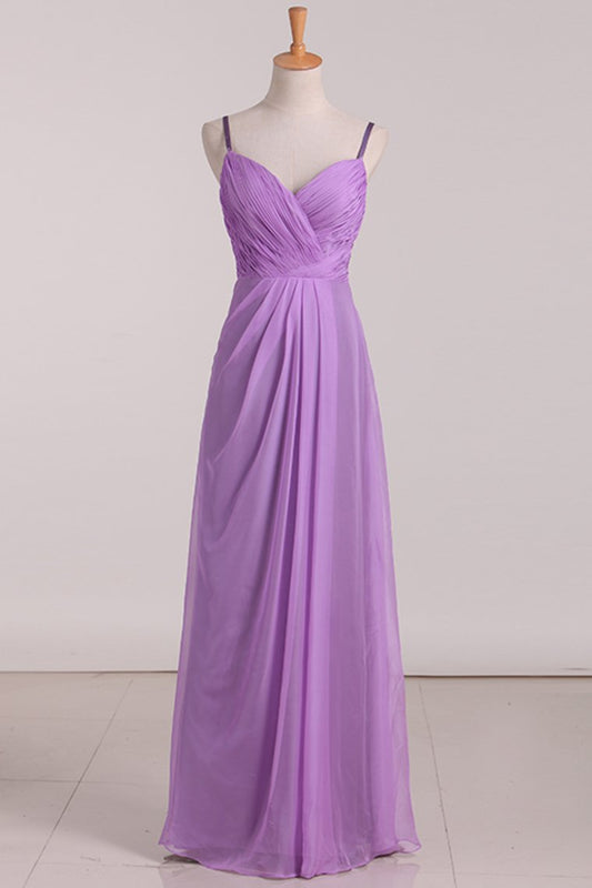 Bridesmaid Dresses A Line Spaghetti Straps With Ruffles Organza