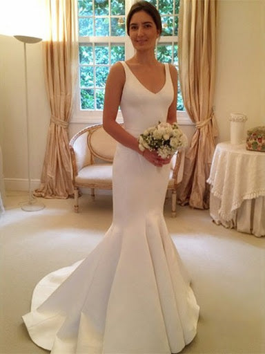 Deep V Neck Backless Vintage Mermaid Sleeveless Wedding Dresses Bridal Dresses JS329