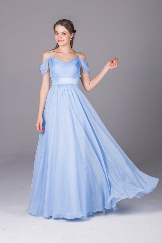 Bridesmaid Dresses Spaghetti Straps Chiffon With Ruffles Floor Length