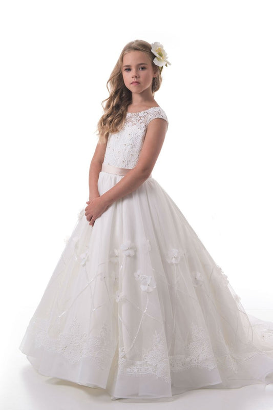 2024 New Arrival Flower Girl Dresses A Line Scoop With Applique And Beads Organza