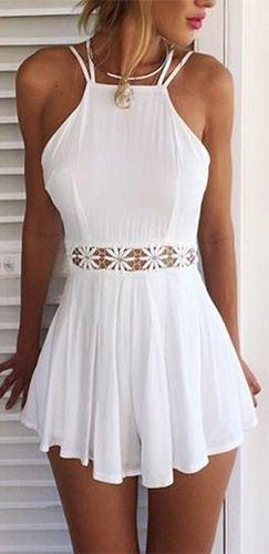 White Spaghetti Strap Halter Open Back Cut Out Waist Lace Averi Homecoming Dresses Pleated Short CD1533