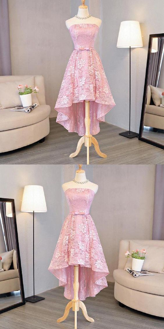 Pink Paris Lace Homecoming Dresses Nice High Low Dress High Low Dress Dress CD206