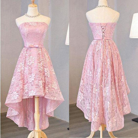 Pink Paris Lace Homecoming Dresses Nice High Low Dress High Low Dress Dress CD206