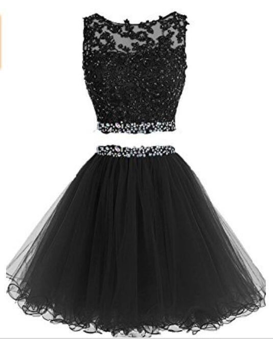 Short Beaded Party Dresses Homecoming Dresses Allie Two Pieces Tulle Applique CD2255