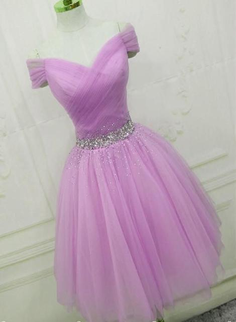 Light Purple Homecoming Dresses Heidi Beaded Cute Tulle CD22817