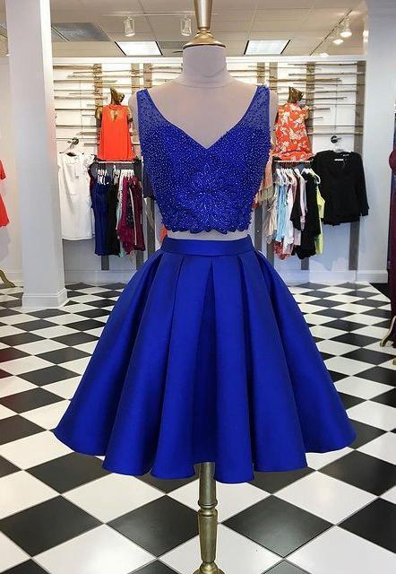 With Beading Top Dance Dresses Homecoming Dresses Abigayle Two Pieces Royal Blue CD23948