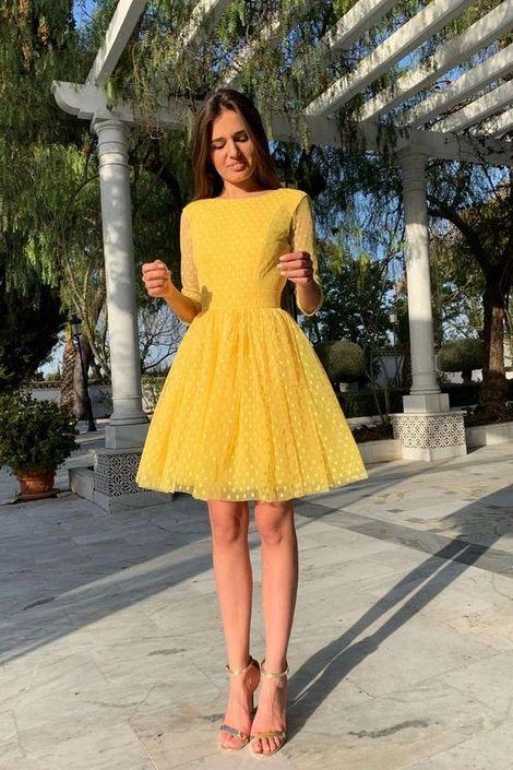 2024 A Line Jamiya Homecoming Dresses Yellow CD3471