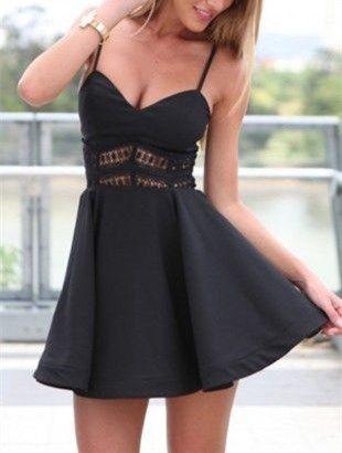 Sexy A-Line V Neck Paneled Short Skater Dress Louisa Homecoming Dresses Lace Cute CD348