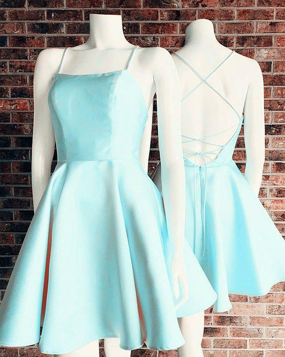 Lace Homecoming Dresses Angelica Baby Blue Cute Up Back Graduation Dress For Semi Formal Occasion CD5201