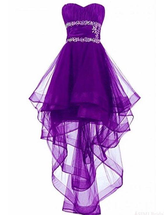 Lovely Dark Purple High Lace Nathalia Homecoming Dresses Low Organza -Up Formal Dresses Beaded Formal Dresses CD5640