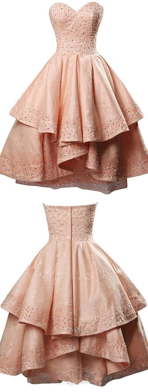 Princess Dress Sweetheart Coral Lace Homecoming Dresses Party Dress Sequins Dress A-Line Dress Short Party Dresses CD904