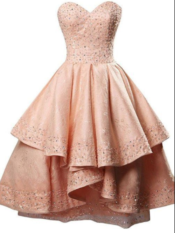 Princess Dress Sweetheart Coral Lace Homecoming Dresses Party Dress Sequins Dress A-Line Dress Short Party Dresses CD904