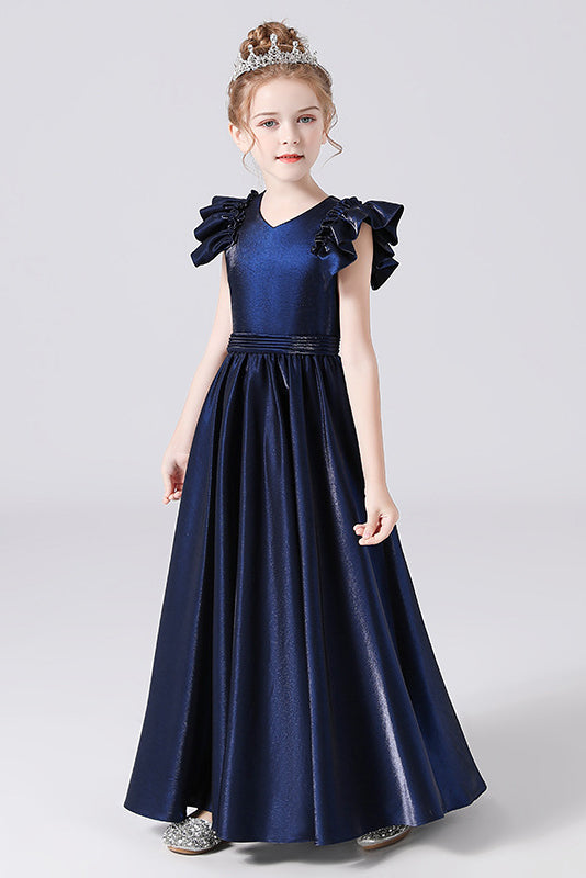 A- Line Elegant Sleeveless Floor Length Flower Girl Dresses