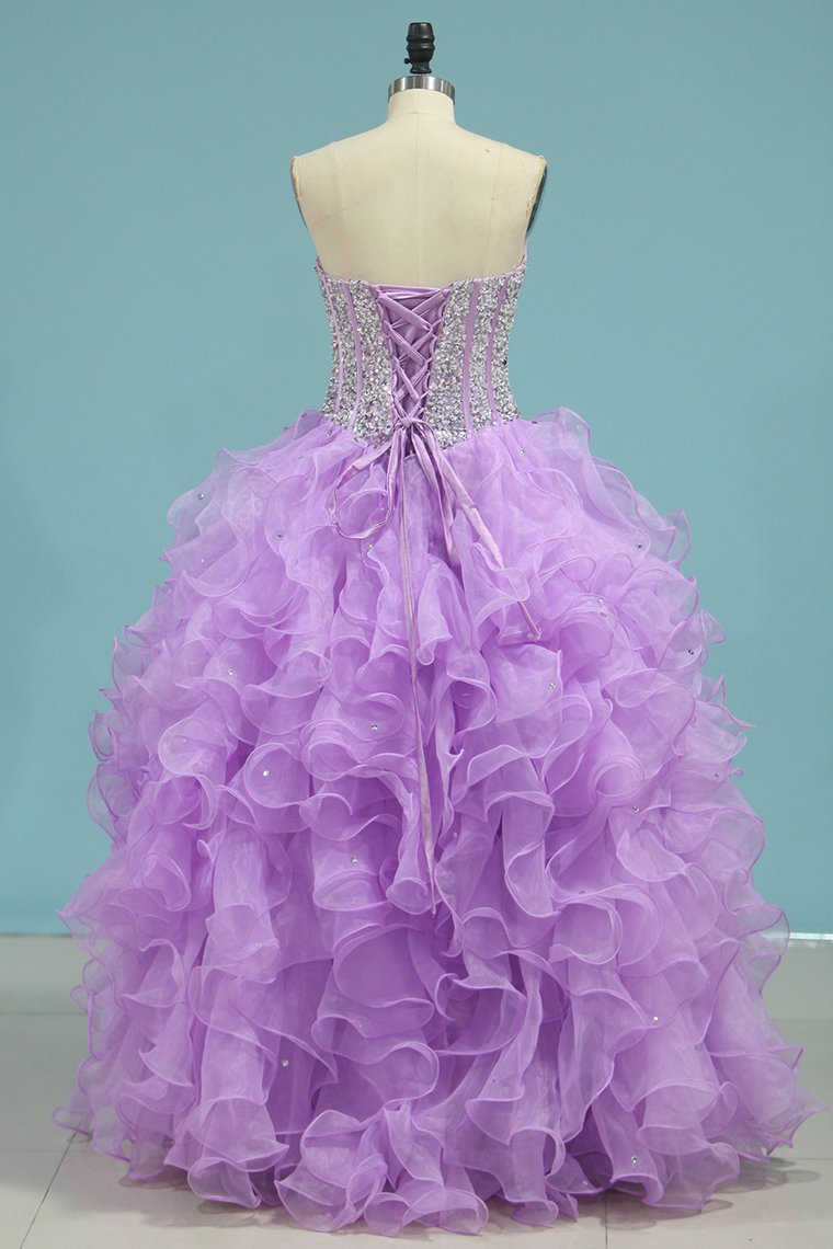 2024 Prom Dresses Ball Gown Sweetheart Organza Floor Length Quinceanera Dresses