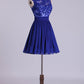 Hot Selling Homecoming Dresses Scoop A-Line Short/Mini Chiffon Dark Royal Blue