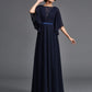 A-Line/Princess Scoop Beading 1/2 Sleeves Long Chiffon Mother of the Bride Dresses DEP0007348