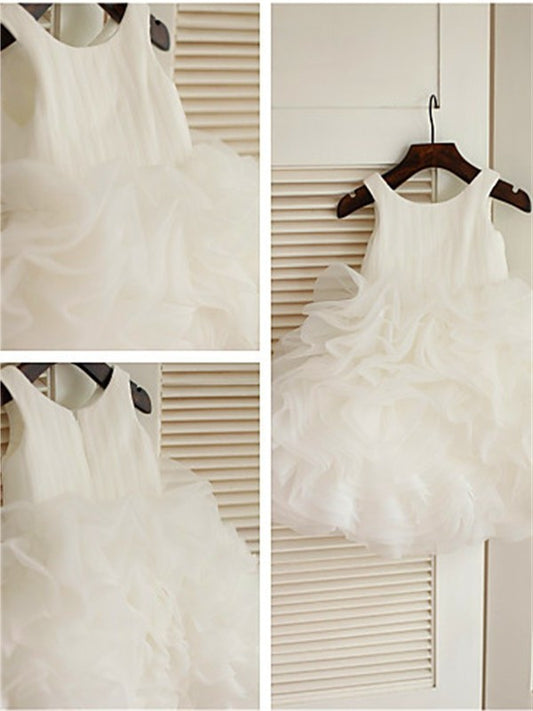 Ball Gown Scoop Sleeveless Layers Knee-Length Organza Flower Girl Dresses DEP0007680