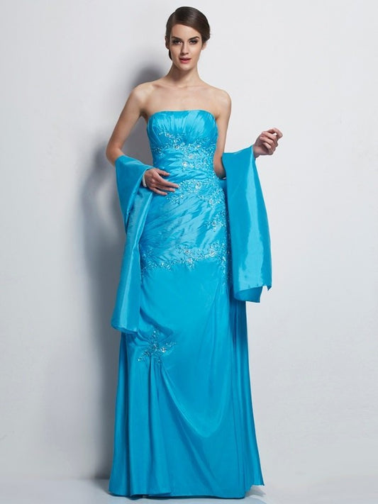 A-Line/Princess Sweetheart Sleeveless Applique Long Taffeta Mother of the Bride Dresses DEP0007451