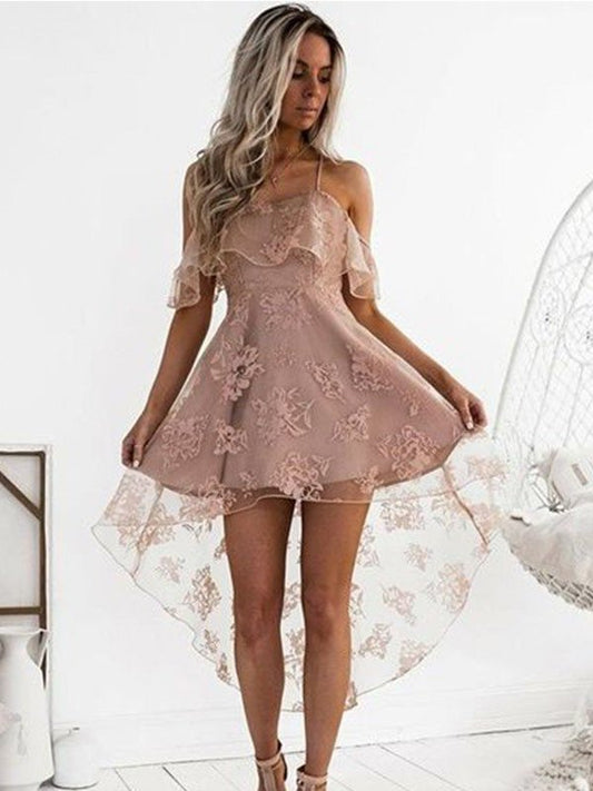 A-Line/Princess Off-the-Shoulder Lace Short/Mini Dresses DEP0008097