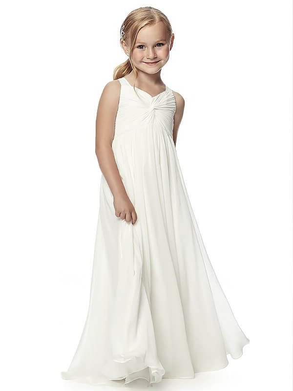 A-Line/Princess Sleeveless Straps Ruched Floor-Length Chiffon Flower Girl Dresses DEP0007611