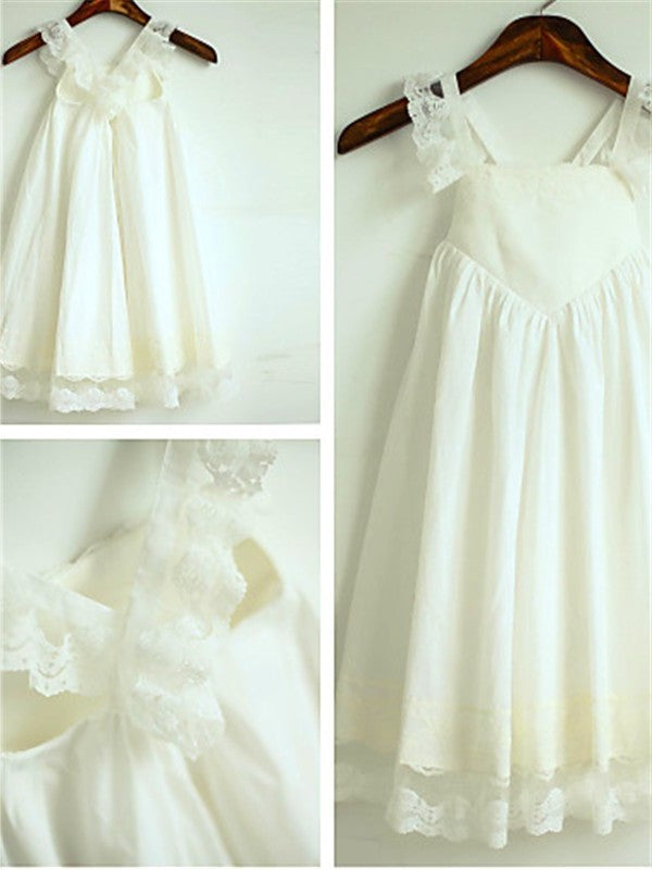 A-line/Princess Straps Sleeveless Ruffles Tea-Length Chiffon Flower Girl Dresses DEP0007620