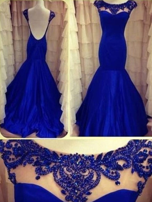 Trumpet/Mermaid Scoop Sleeveless Beading Floor-length Taffeta Dresses DEP0002095