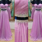 A-Line/Princess Sweetheart Sleeveless Floor-Length Beading Chiffon Two Piece Dresses DEP0002698