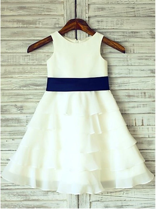 A-line/Princess Sleeveless Scoop Ruffles Tea-Length Chiffon Flower Girl Dresses DEP0007773