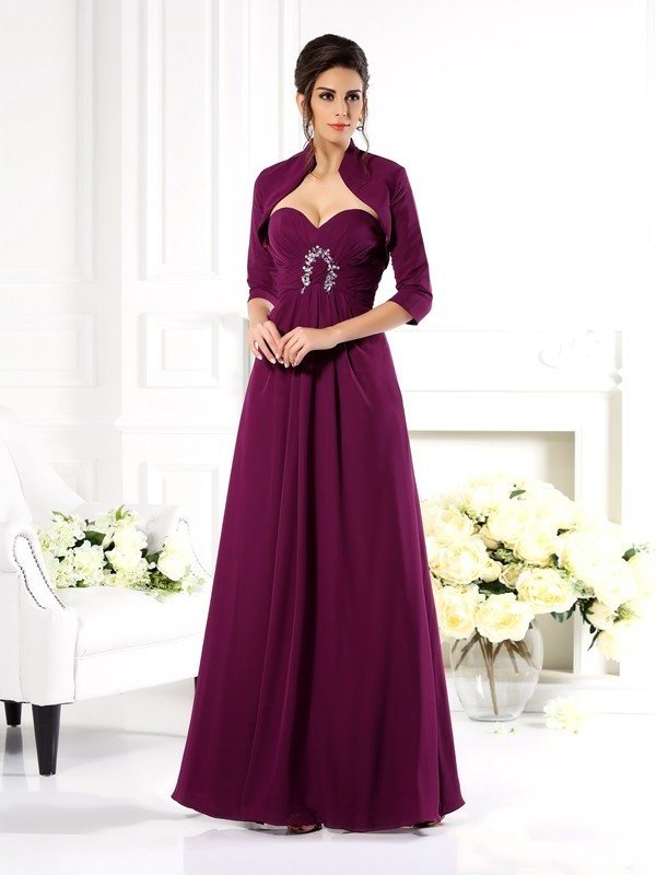 A-Line/Princess Sweetheart Beading Sleeveless Long Chiffon Mother of the Bride Dresses DEP0007374