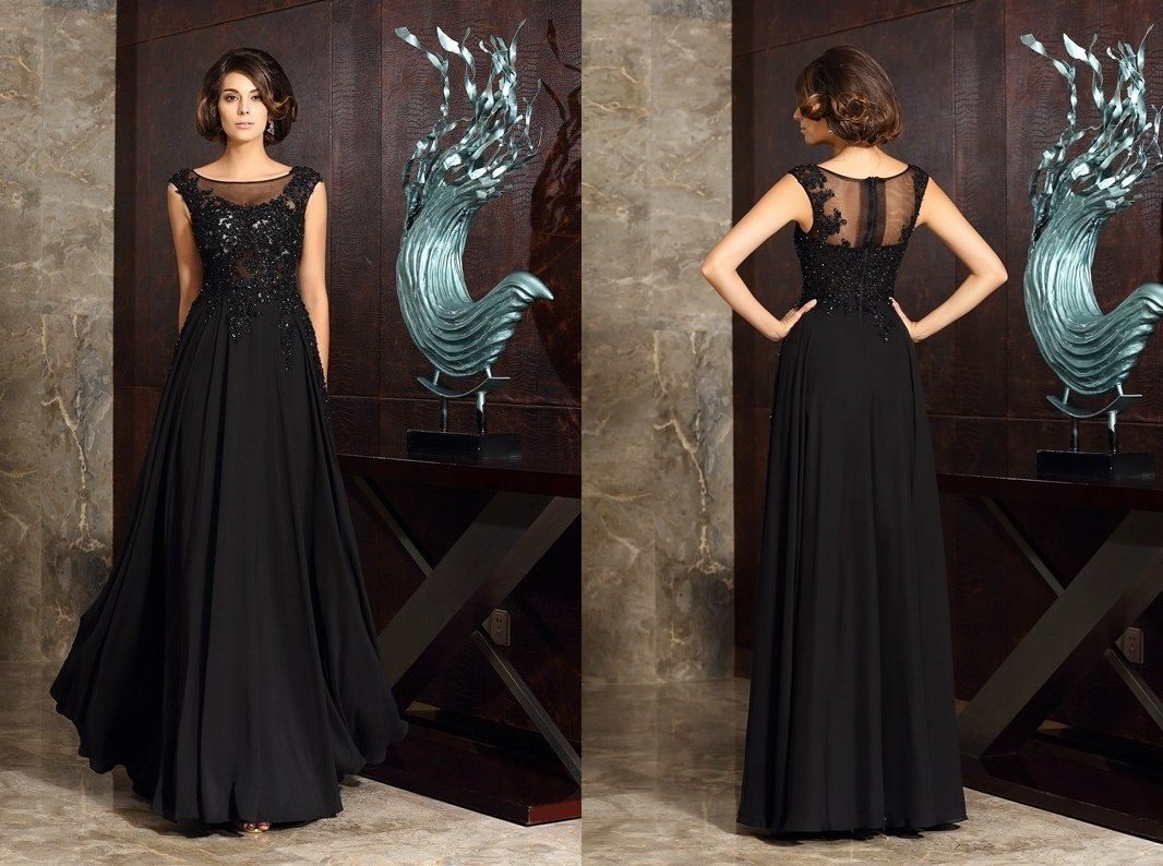 A-Line/Princess Scoop Applique Sleeveless Long Chiffon Mother of the Bride Dresses DEP0007066