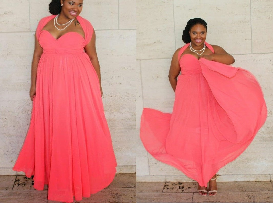 A-Line/Princess Sweetheart Sleeveless Ruched Floor-Length Chiffon Plus Size Dresses DEP0002937