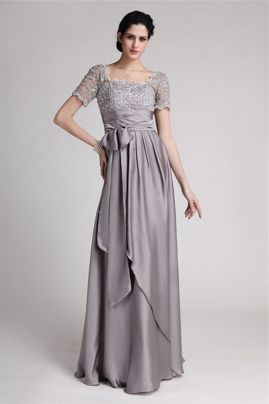 Sheath/Column Square Beading Applique Elastic Woven Satin Mother of the Bride Dresses DEP0007253